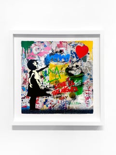 Mr Brainwash "Ballonmädchen" Einzigartige Mischtechnik auf Papier
