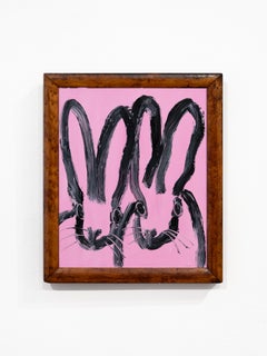 Hunt Slonem "Pink Passion" painting of two bunnies