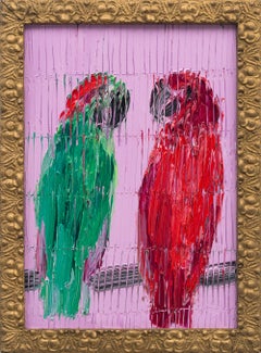 Tableau de Hunt Slonem intitulé « Eclectus Pair », représentant deux oiseaux