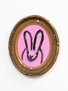Hunt Slonem "Oval Bunny II" painting of a bunny