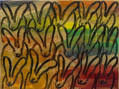 Peinture de Hunt Slonem intitulée « Totem Hutch » représentant des lapins