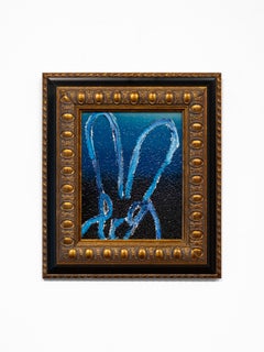 Hunt Slonem "Blue Man Hombre" painting of a bunny