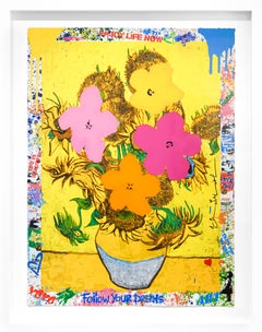 Mr. Brainwash "Flower and Sun" Opera unica in tecnica mista su carta