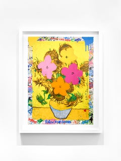 Mr. Brainwash "Flower and Sun" Opera unica in tecnica mista su carta