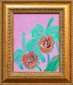 Hunt Slonem "Beyond Amazina (Green Catelayas)" floral painting