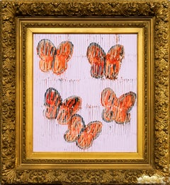 Hunt Slonem "Monarch III" painting of butterflies