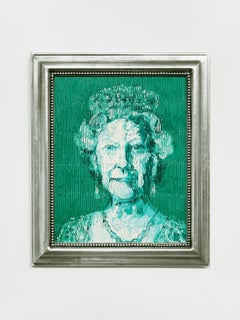 Hunt Slonem "Her Majesty Queen Elizabeth (Green)" portrait painting