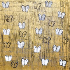 Hunt Slonem "Gold Ascension" butterflies painting