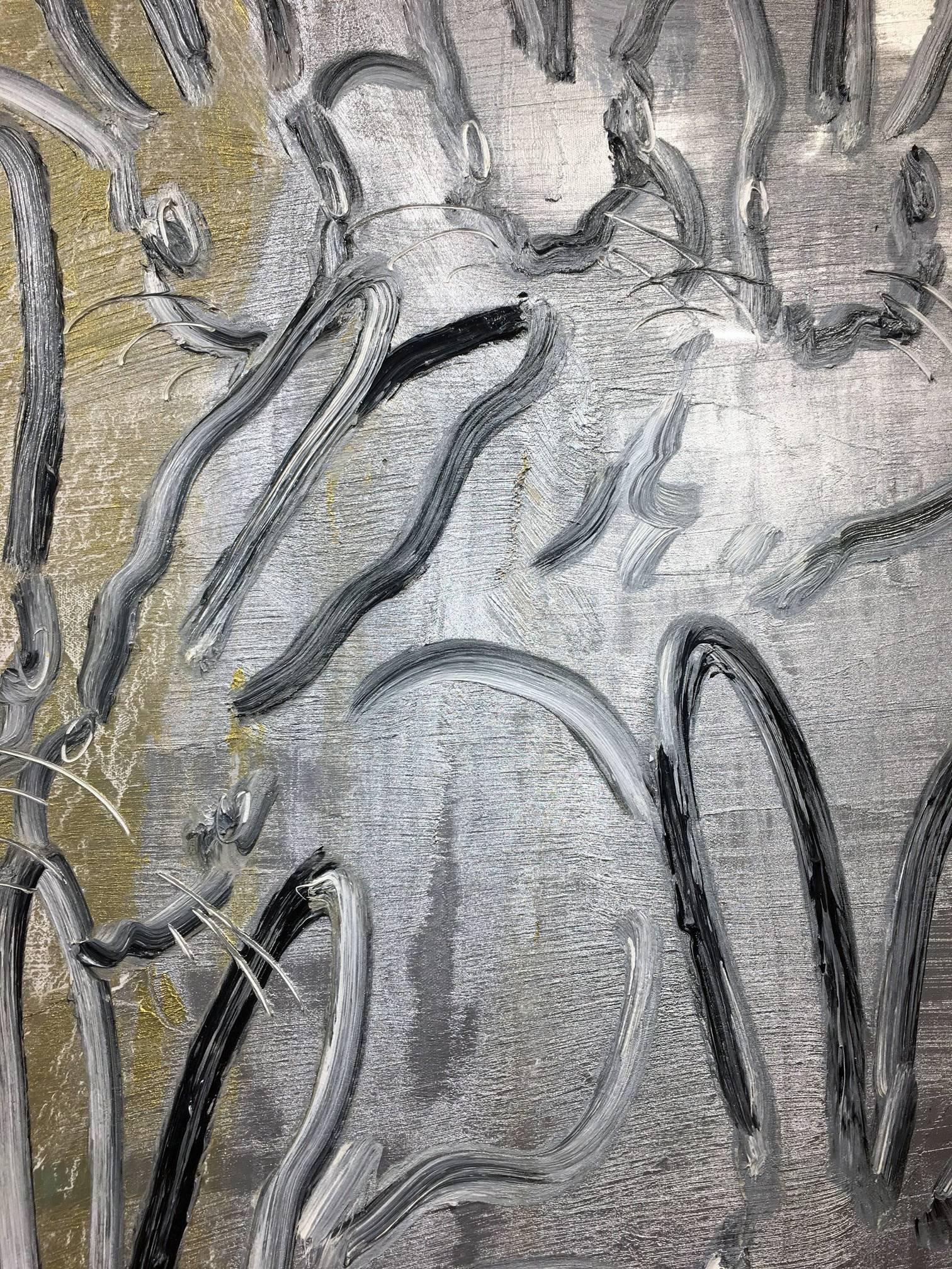 Silver & Gold - Beige Animal Painting by Hunt Slonem
