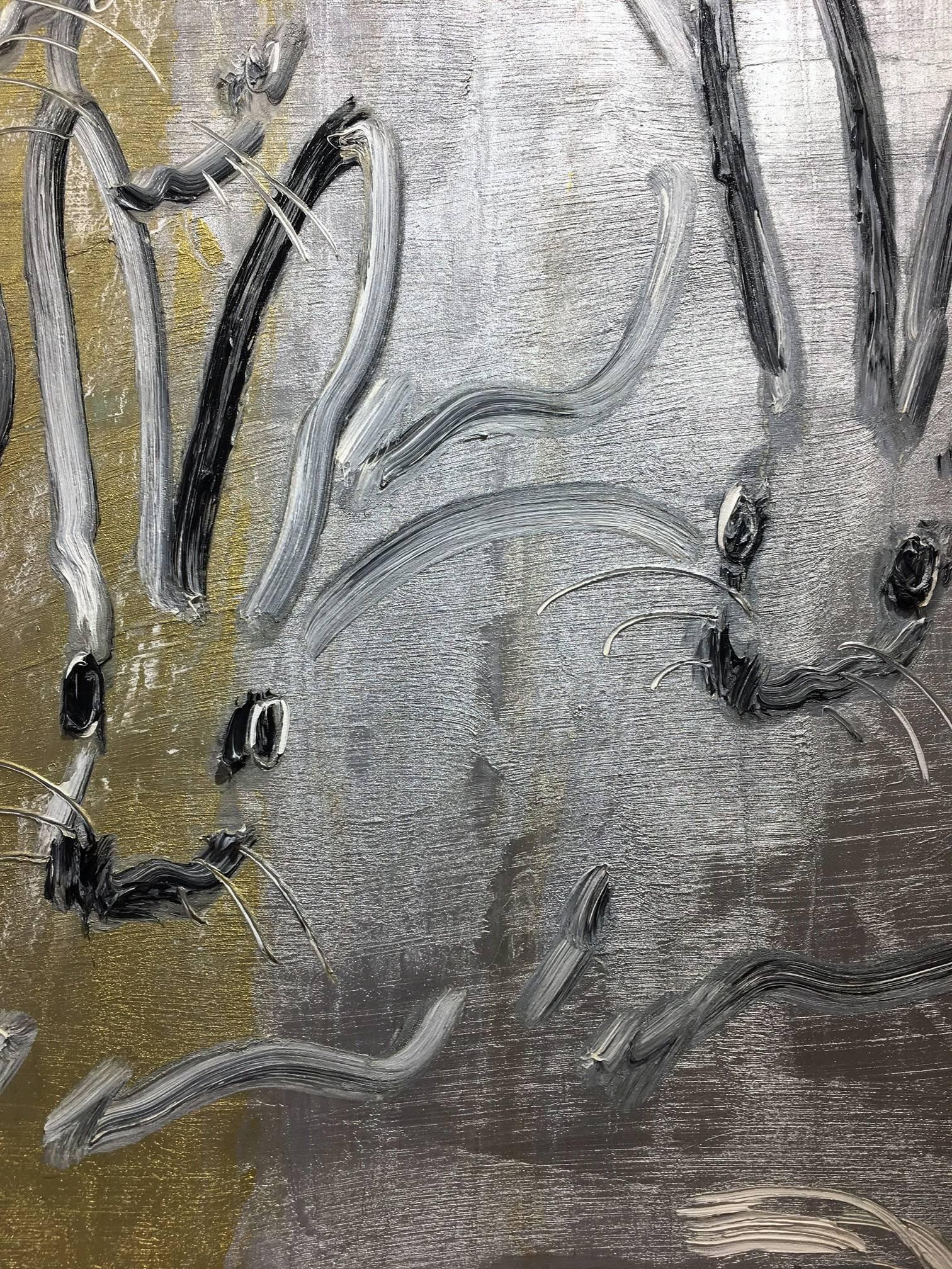Artist:  Slonem, Hunt
Title:  Silver & Gold
Series:  Bunnies
Date:  2015
Medium:  Oil on canvas 
Unframed Dimensions:  48