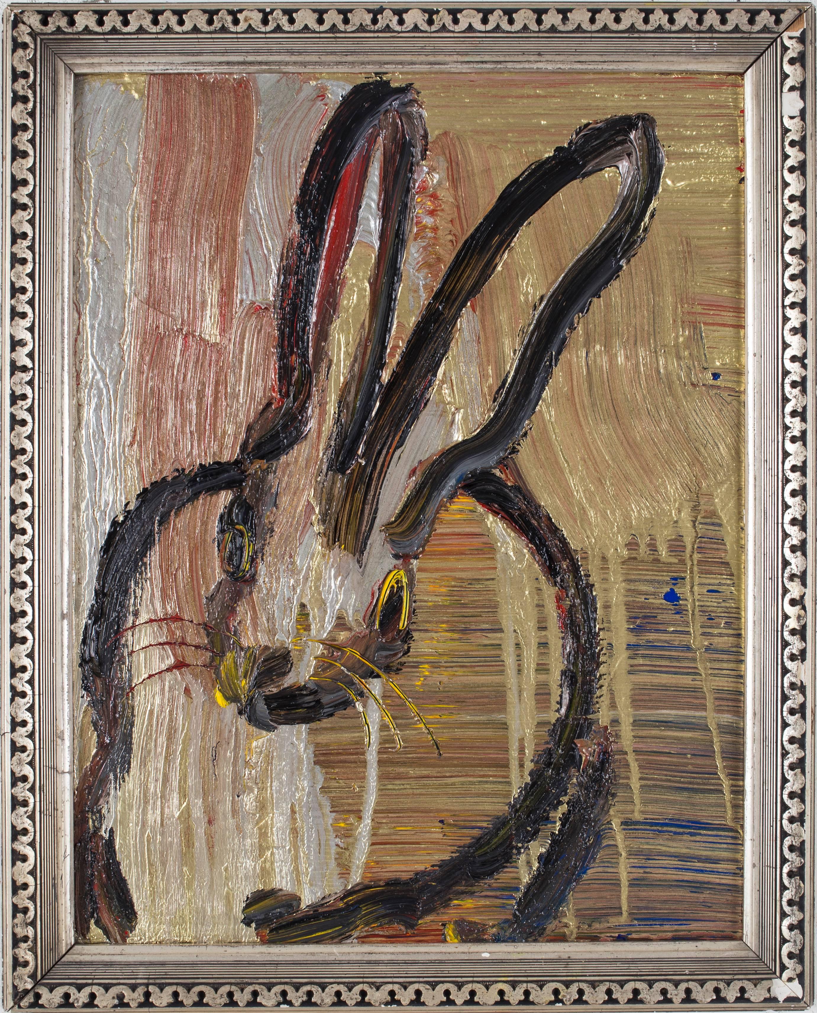 Hunt Slonem Animal Painting - Golden Bunny (Peter)