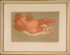 Pastel drawing of a lying down nude by Aristide Maillol.