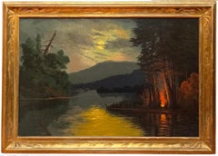 Accampamento indiano lungo il fiume, Arte di frontiera americana