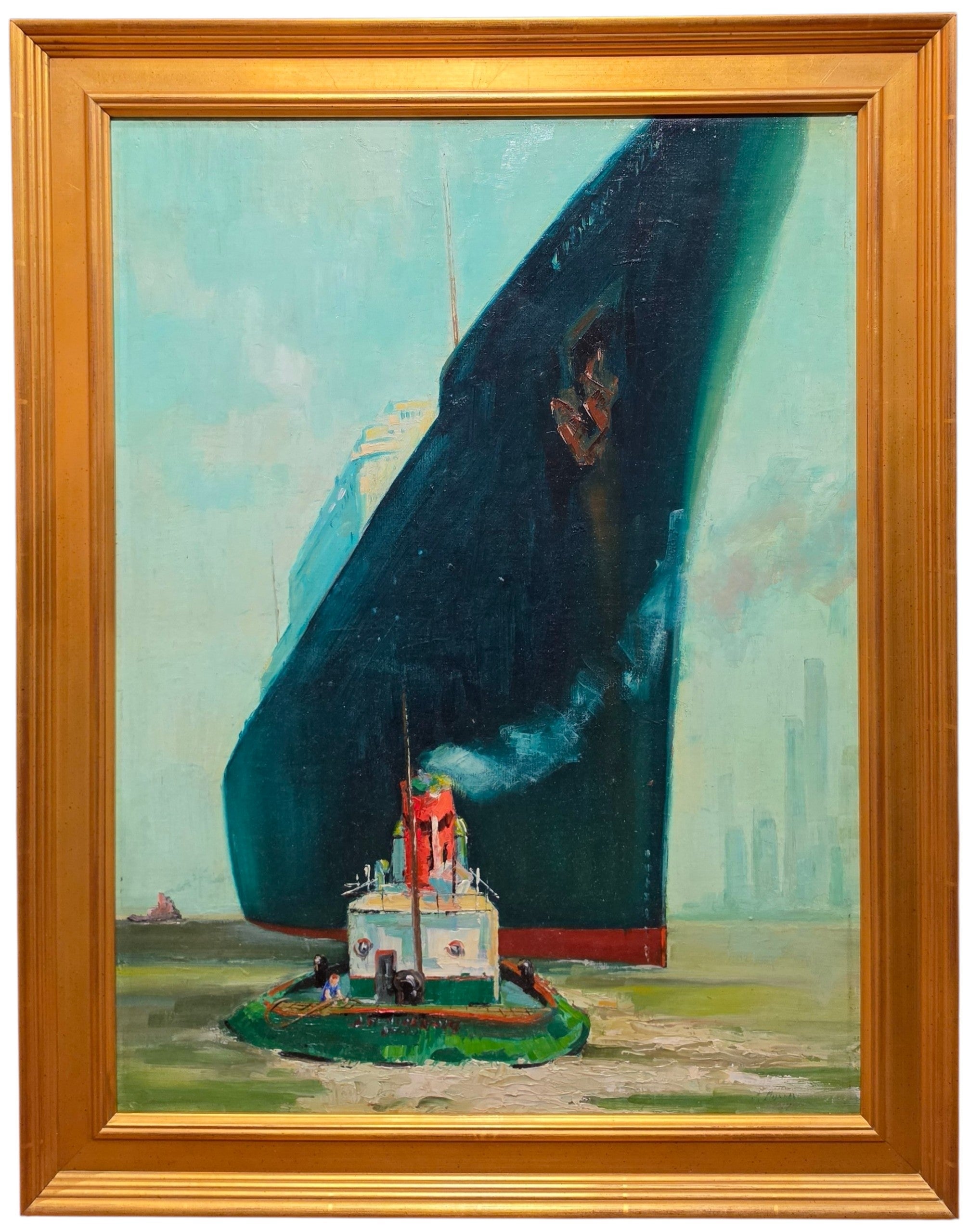 Rimorchiatore e nave nel porto di New York, New York City