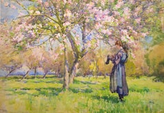 Daring a Sock Beneath a Blossoming Apple Tree