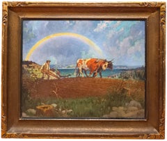 Prince Edward County, kanadische Landschaft, Ochsen, Landwirtschaft, Regenbogen