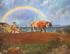 Prince Edward County, kanadische Landschaft, Ochsen, Landwirtschaft, Regenbogen