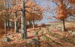Woodland Road in Autumn, American Impressionist Painting, Auburn, New York