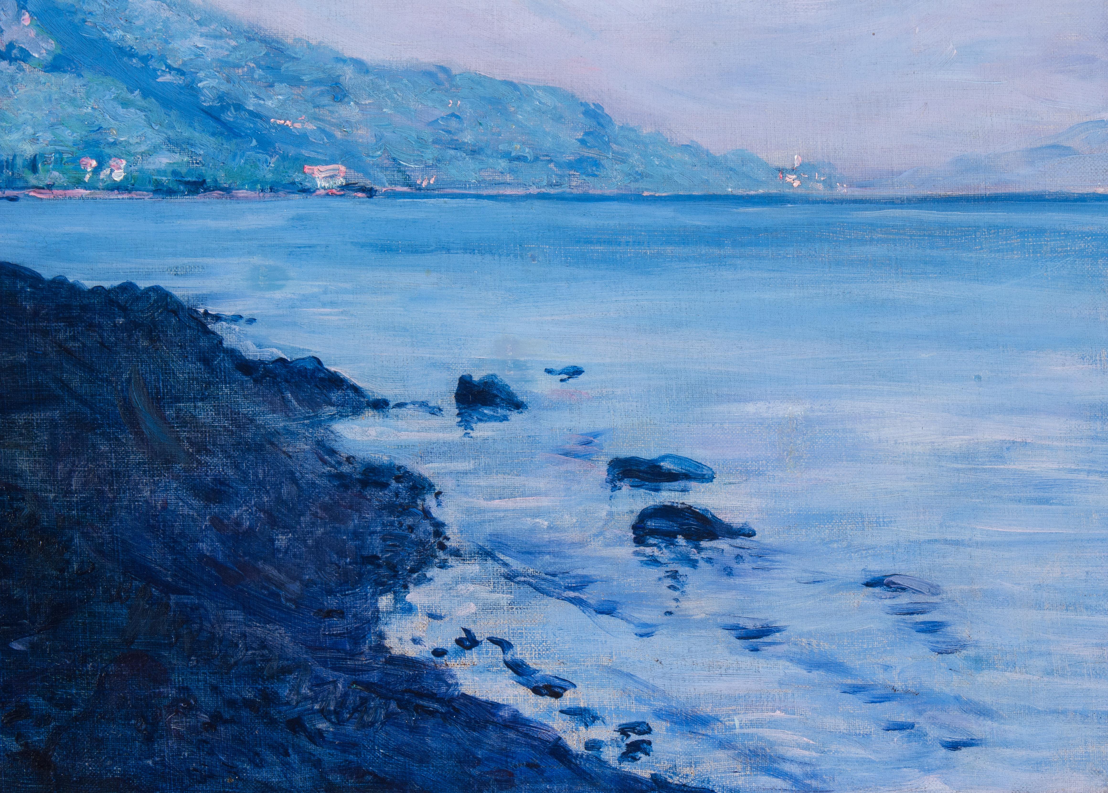 Lake Como Italy, Near Menaggio - oil painting by Irish American Artist Gauley For Sale 4