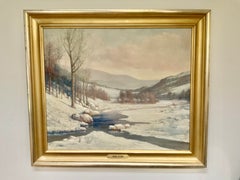 Paesaggio invernale americano d'epoca, opera dell'artista W. F. Snow, originario del New England e delle Bermuda