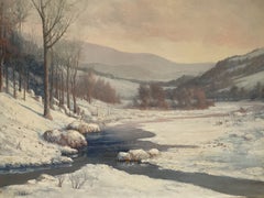 Antique American Winter Landscape, listed New England/Bermuda artist W F Snow