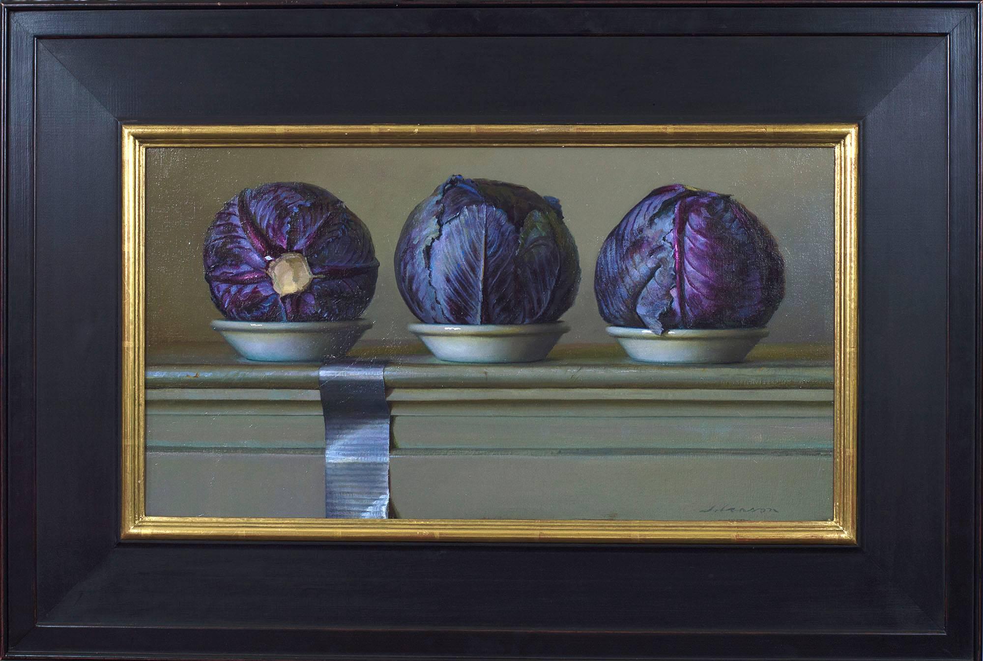 Jeffrey T. Larson Still-Life Painting - Three Red Cabbages