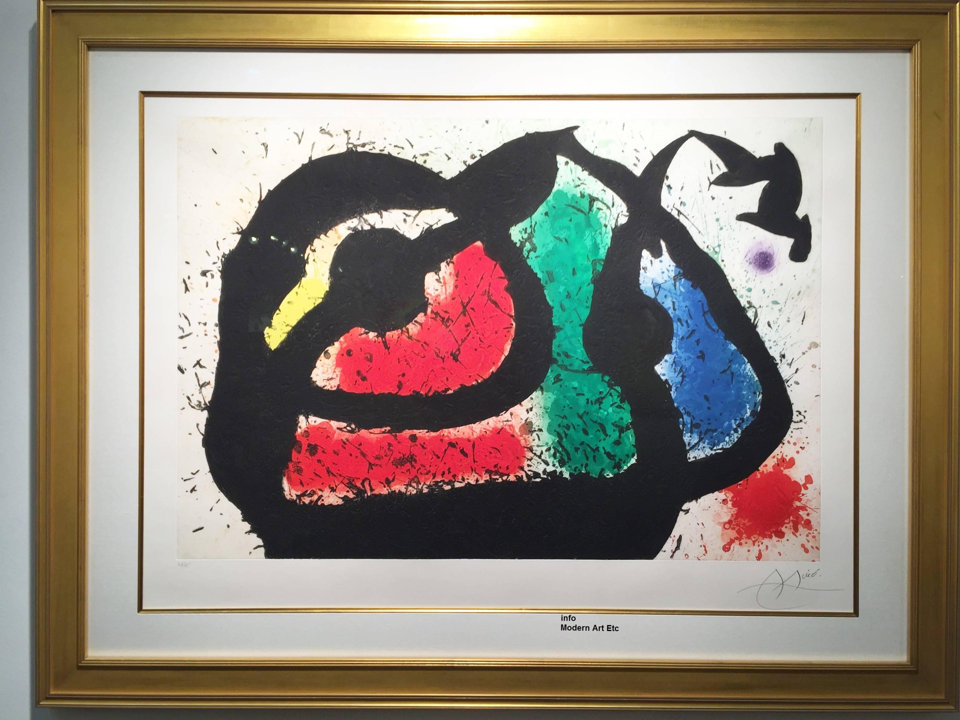Joan Miró Abstract Print - Miro original color etching and aquatint on Arches paper, signed