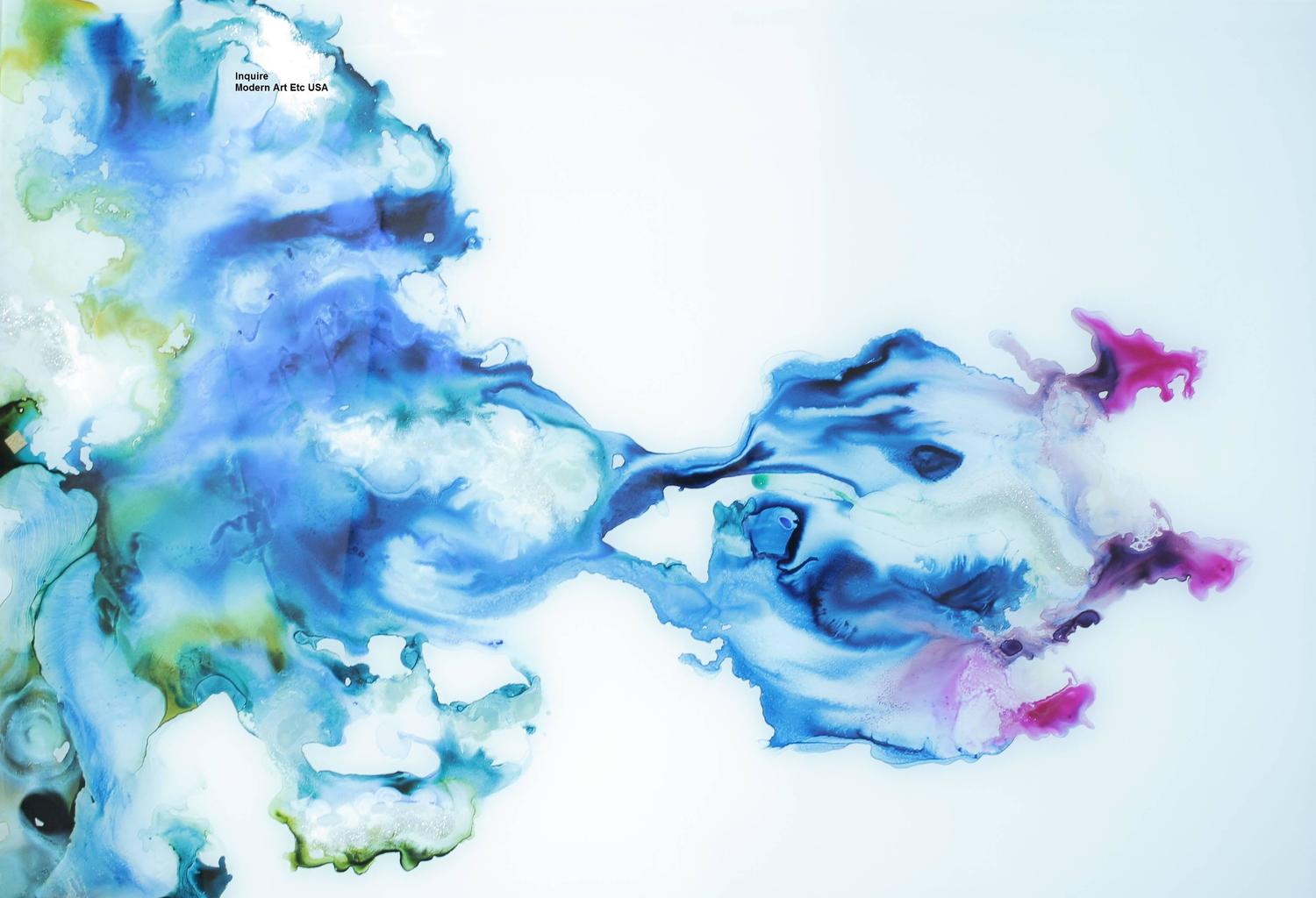 Mae Curates Large Abstract Art On Glass Color Ink And Oils In