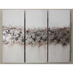 Large abstract handpainted art on glass in silver, metalic and specialty inks 6