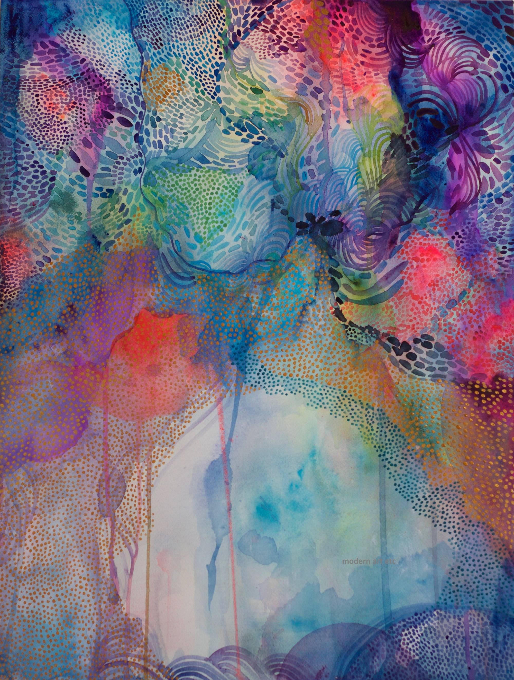 MAE Curates Abstract Painting - Intricate Watercolor piece - Joy and Wonderment