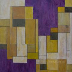 Large abstract oil painting - Yellow Makes the Moves - architectural, color 8
