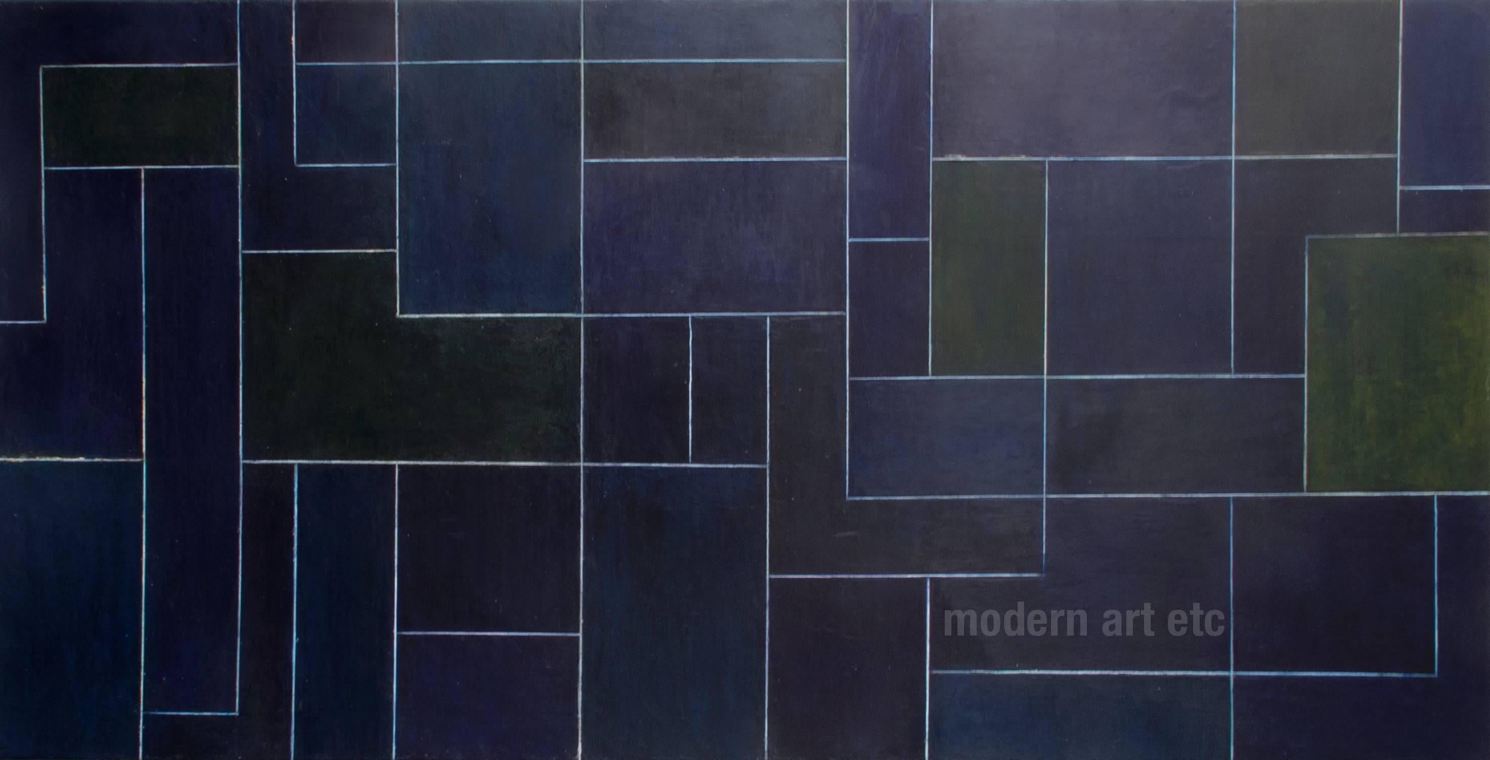 Stephen Cimini Abstract Painting - 36x76x2" Large horizontal oil painting - Midnight - architectural, color