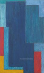 Large vertical abstract oil painting - architectural composition, color field