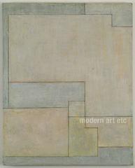 Vertical abstract oil painting - Architectural neutrals color forms