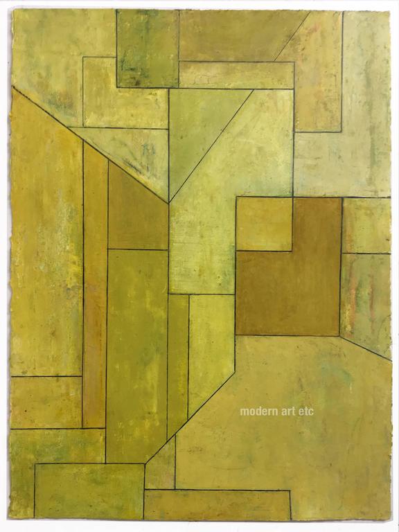 Stephen Cimini Vertical abstract oil on paper with deckled edges