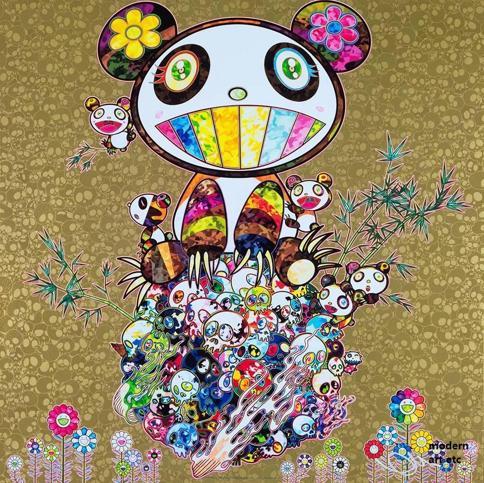 Murakami limited edition offset print - Panda Gold - sold framed . unframed - Print by Takashi Murakami