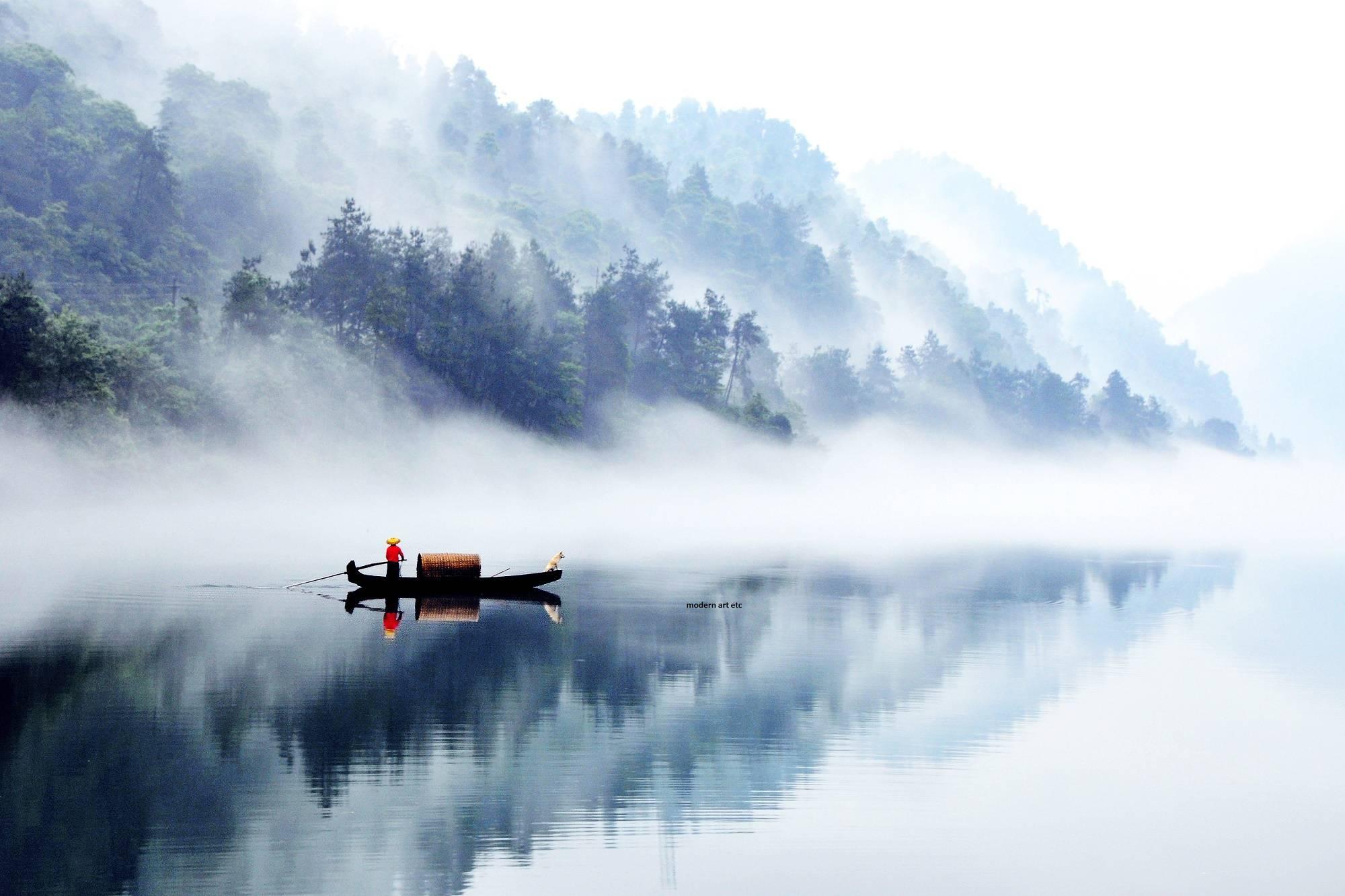 Peter Leung Color Photograph - Far East, China landcape series - "Tranquility" Dong Jiang Lake, China