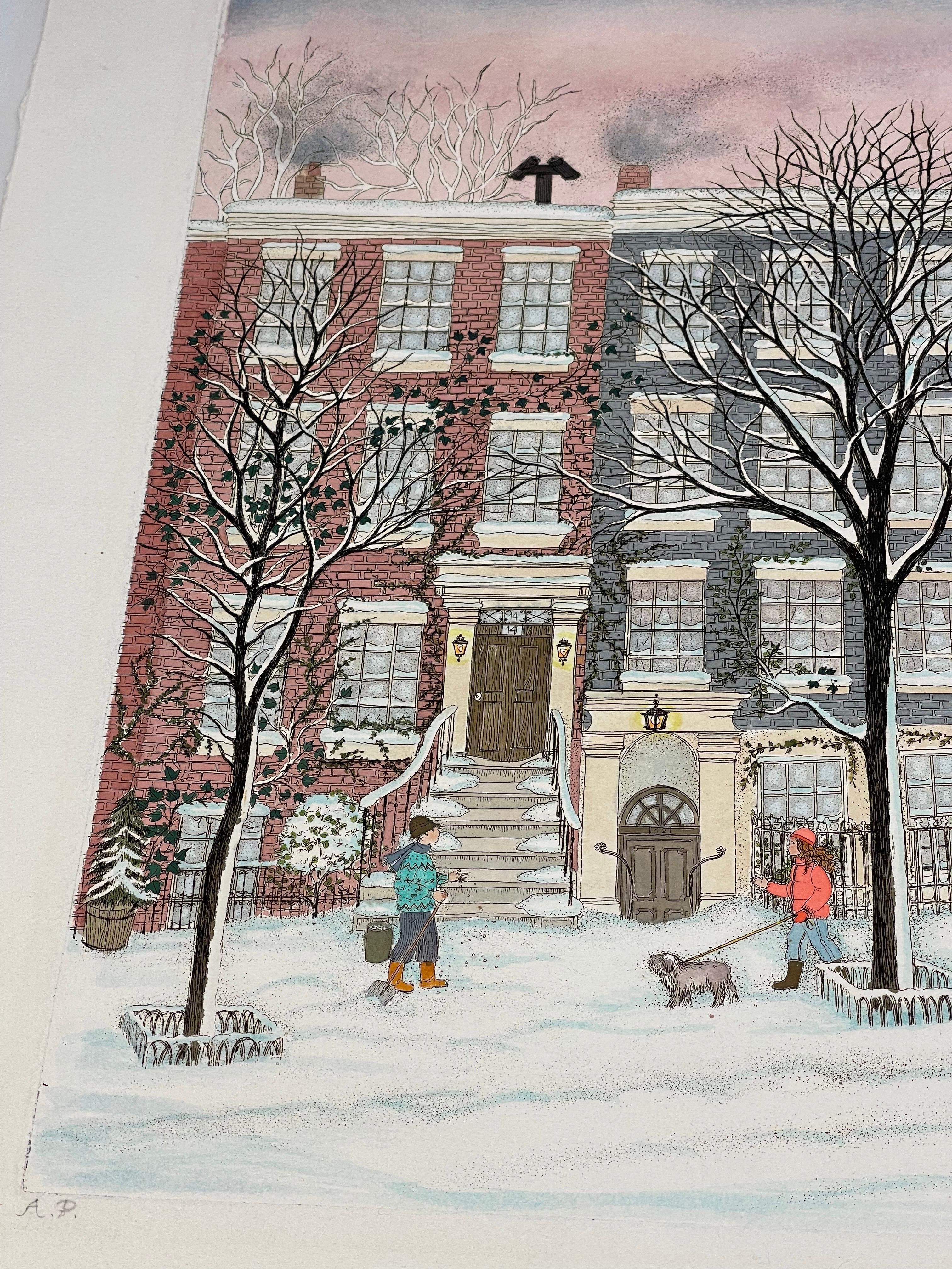 Druckdruck / handkolorierte Radierung - Greenwich Village, New York  (Künstlerische Probedrucke) (Moderne), Painting, von Cuca Romley