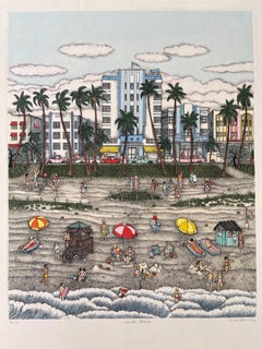 Etching - South Beach, Miami, Florida