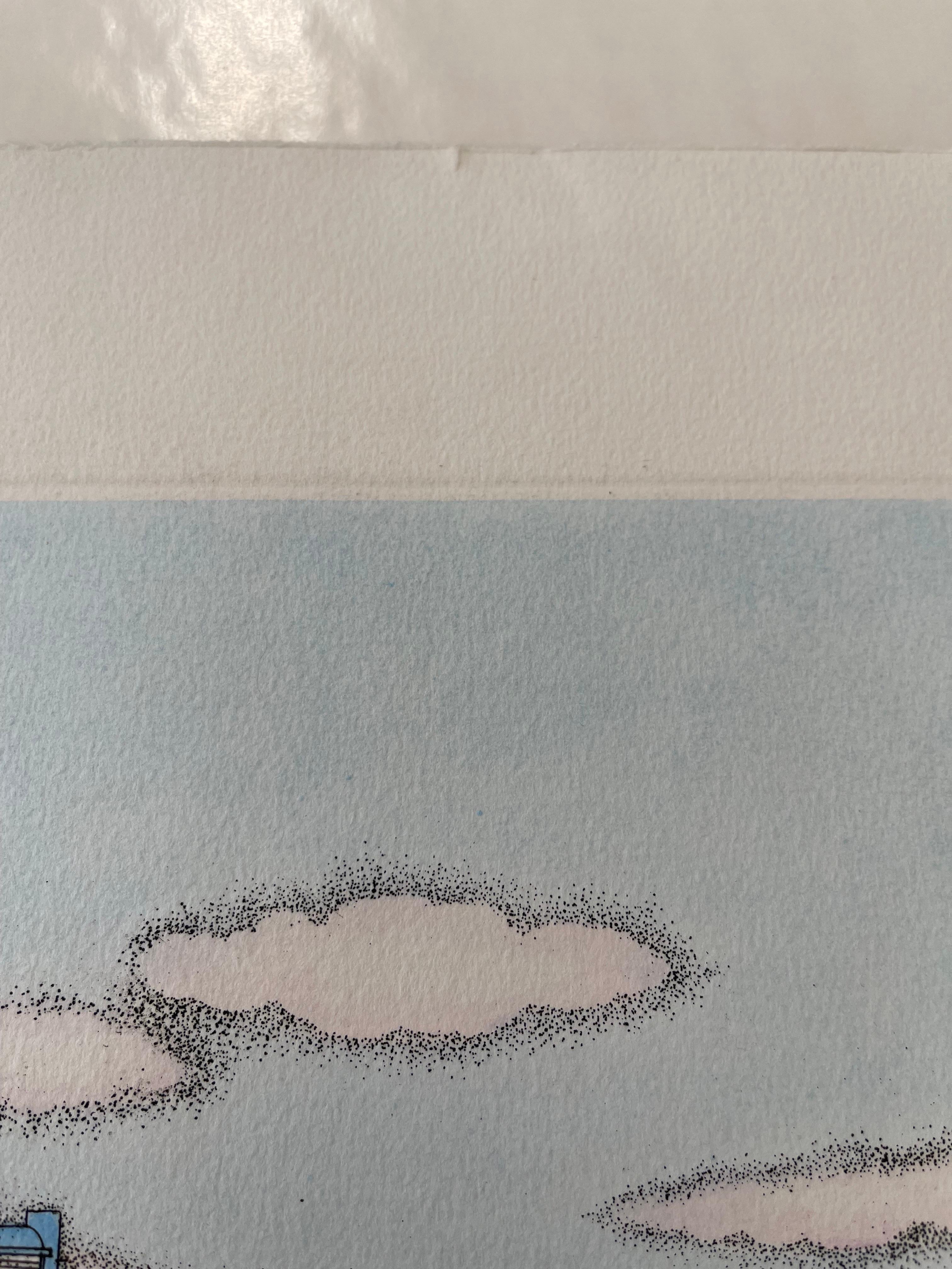 Gravure de South Beach, Miami, Floride - Gris Landscape Painting par Cuca Romley