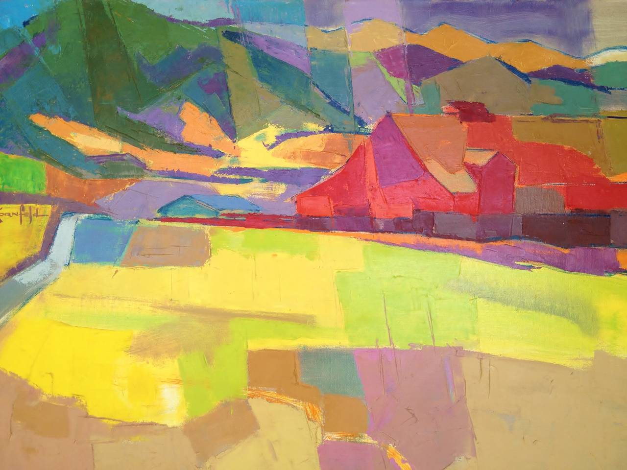 Oil on Canvas -  #1155   California landscape painting - Painting by Herbert Kornfeld