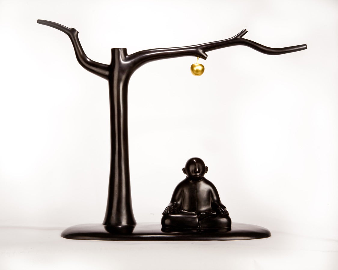 Xie Ai Ge Figurative Sculpture - Bronze Sculpture - Tree Series - No. 2 WAITING