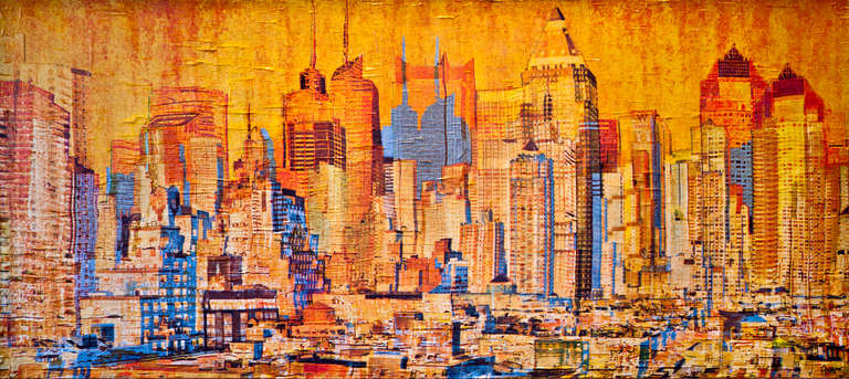 New York City panoramic - mixed media - Mixed Media Art by Anyes Galleani