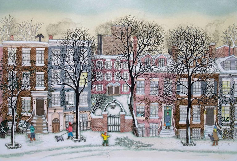 Cuca Romley Landscape Painting - Print / Hand Colored etching - Greenwich Village, New York  (Artist proofs)