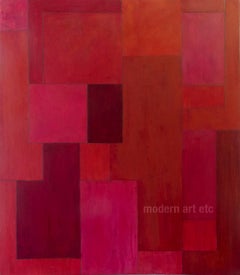 Red Zone - abstract expressionist oil painting - large, architectural, color
