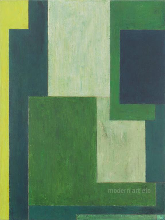 Stephen Cimini Large abstract oil paintings Green architectural, color field, oil