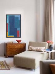 Large vertical abstract oil painting - architectural composition, color field