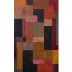 Large vertical abstract oil painting - Deeper - architectural form color field 9