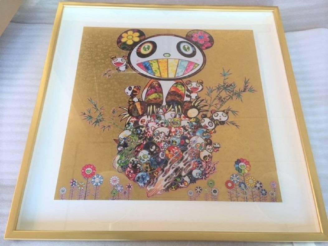 Takashi Murakami Abstract Print - Murakami limited edition offset print - Panda Gold - sold framed . unframed