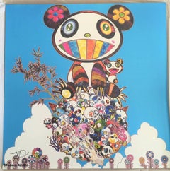 Impression offset Murakami - Family Blue Sky Panda - encadrée ou non encadrée dans un coffret